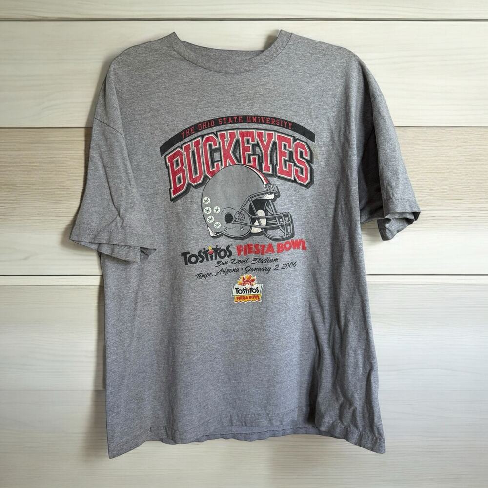 Champs Sports Ohio State Buckeyes 2006 Tostitos Fiesta Bowl Gray Tee Sz L‎